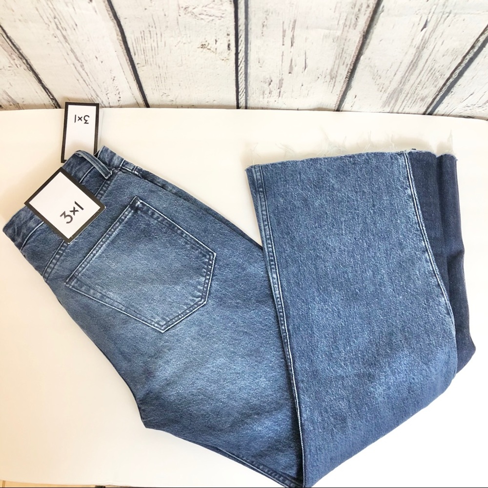 3x1 Higher Ground Gusset Raw Hem bell bottom wide leg Jeans size 24 color Elvia - Picture 3 of 8